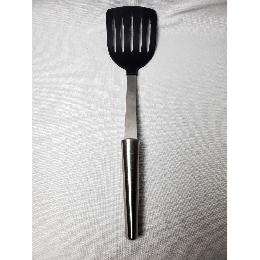 Oneida Stainless Steel Handle Slotted Turner Spatula Black Nylon Kitchen Utensil